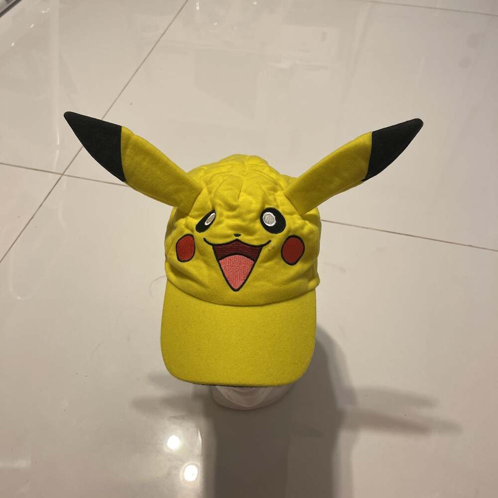 Pokemon Pikachu Face Adjustable Baseball Cap Hat Yellow with Ears